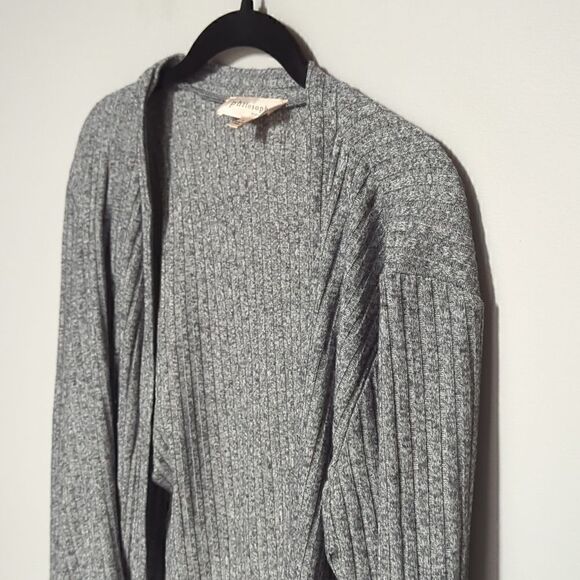 Philosophy Gray Ribbed Open Front Cardigan - Picture 4 of 7